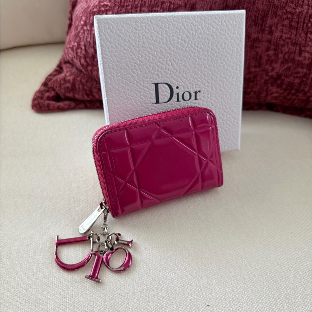 Dior Pink Zip Keychain Wallet & Cardholder